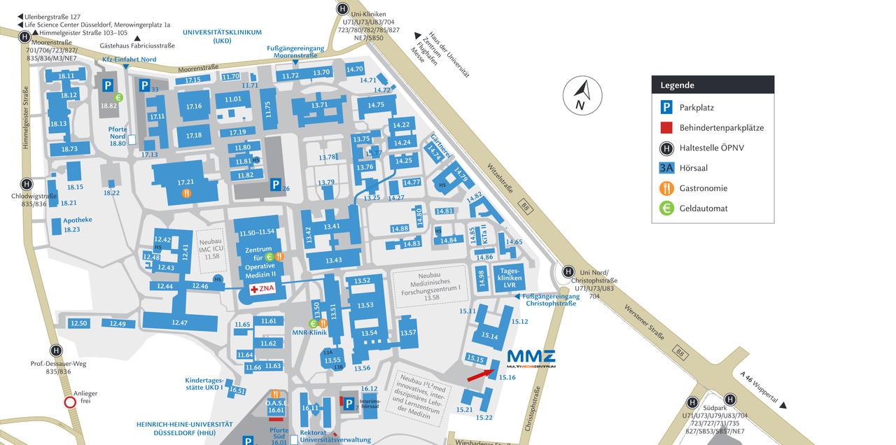 Universität Düsseldorf: Lage und Anreise